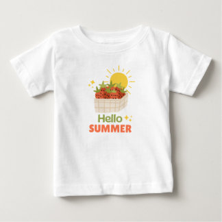 Hallo Sommer Erdbeere Sonnenschein Baby T-Shirt 