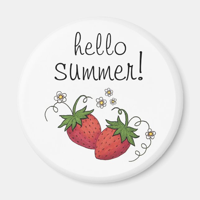 "Hallo Sommer" Erdbeermagnet Magnet (Vorne)