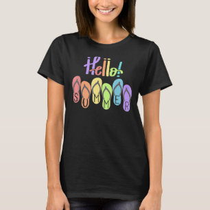 Hallo Sommer farbenfrohe Flip Flops Beach Urlaub S T-Shirt