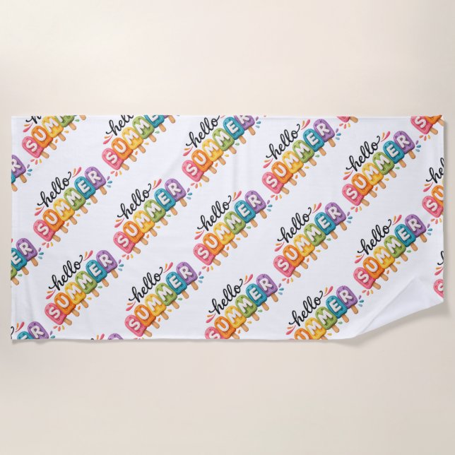 Hallo Sommer-Faux-Yarn-Design Strandtuch (Vorderseite)
