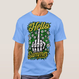 Hallo Sommer Funny Antisocial Rude Floral Middle F T-Shirt