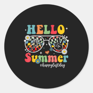 Hallo Sommer Funny Glück letzten Tag der Schule Te Runder Aufkleber