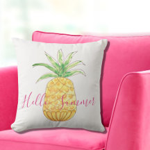 Hallo Sommer Gelbe Ananas Pink Wasserfarbe