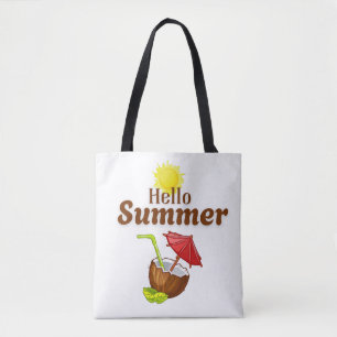 Hallo Sommer Gelbe Sonne Kokosnuss Roter Schirm