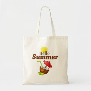 Hallo Sommer Gelbe Sonne Kokosnuss Rotes Sonnensch Tragetasche