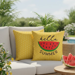Hallo Sommer Grosses Gelbes Kissen im Freien