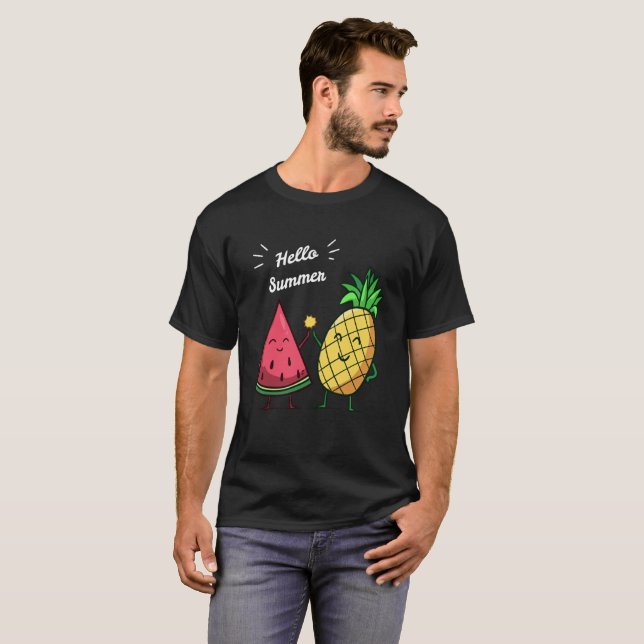 Hallo Sommer High Five Watermelon Ananas Tshirt (Vorne ganz)