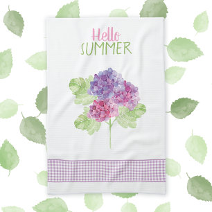 Hallo Sommer Hydrangea Gingham Kitchen Handtuch