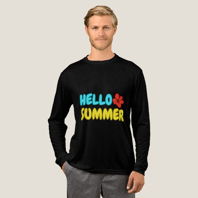 Hallo Sommer Langarmshirt Tri-Blend Shirt (Volle Vorderseite)