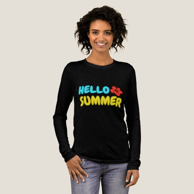 Hallo Sommer Langarmshirt Tri-Blend Shirt (Volle Vorderseite)