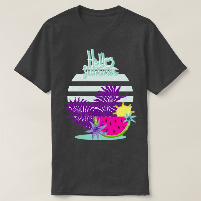 Hallo Sommer Melon Gradienten Sonne Geschenk Idee T-Shirt (Design vorne)
