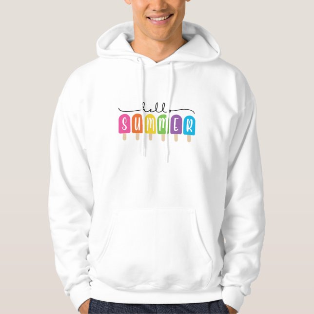Hallo Sommer mit farbigen Text Hoodie (Vorderseite)