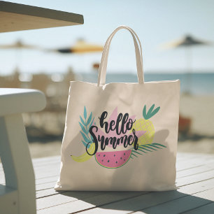 Hallo Sommer mit Flamingo Tropical Tote Bag Tragetasche
