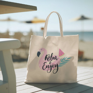 Hallo Sommer mit Flamingo Tropical Tragetasche