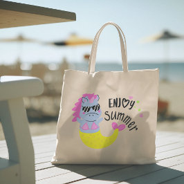 Hallo Sommer mit Typografie Tropical Tote Bag Tragetasche