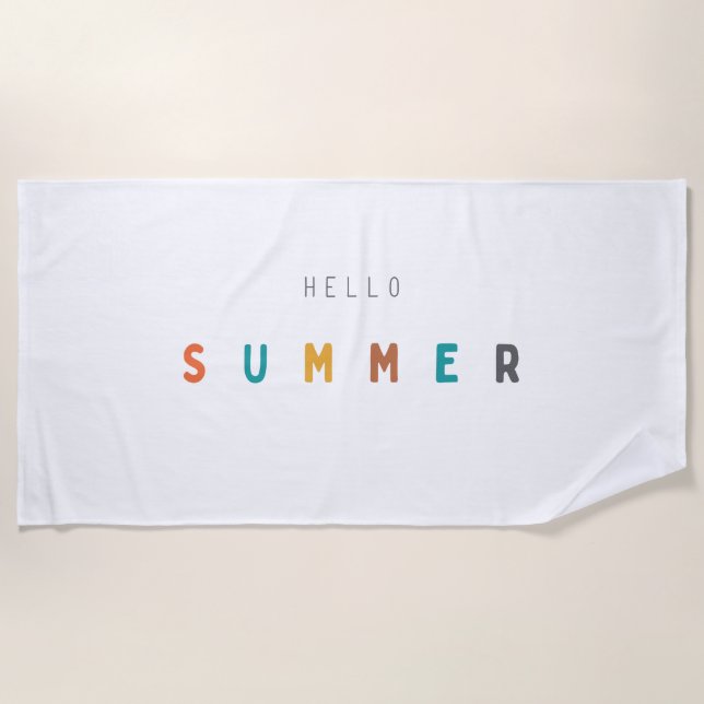 Hallo Sommer modern Strand Handtuch (Vorderseite)