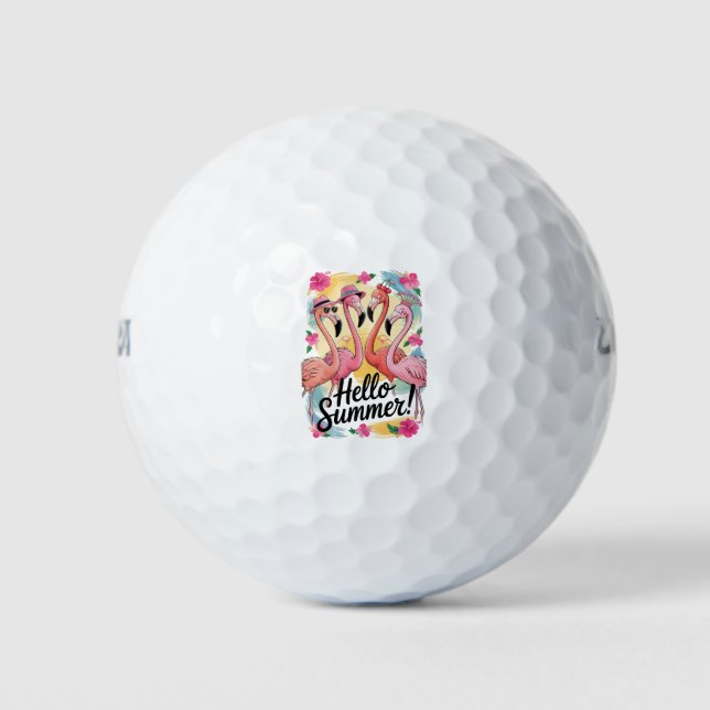Hallo Sommer Niedlich Flamingo Beach Urlaub Tropic Golfball (Vorderseite)