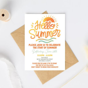 Hallo Sommer Party Einladung Sun Summer Orange