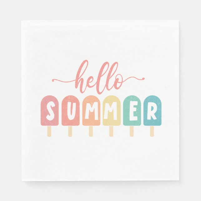 Hallo Sommer Pastel Popsicles Serviette (Vorderseite)