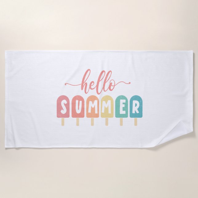 Hallo Sommer Pastel Popsicles Strandtuch (Vorderseite)