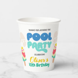 Hallo Sommer! Pool-Party Einladung Pappbecher