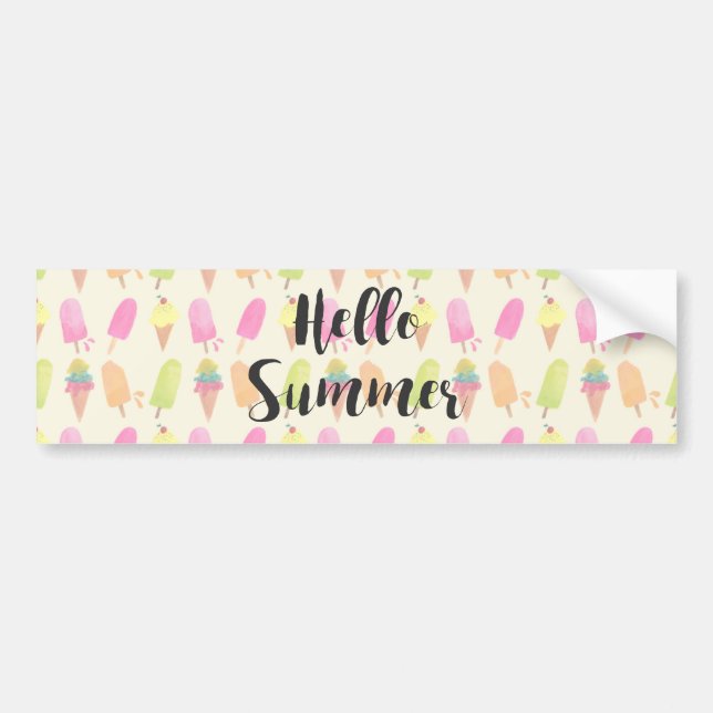 Hallo Sommer Popsicles und Ice Creme Autoaufkleber (Vorne)