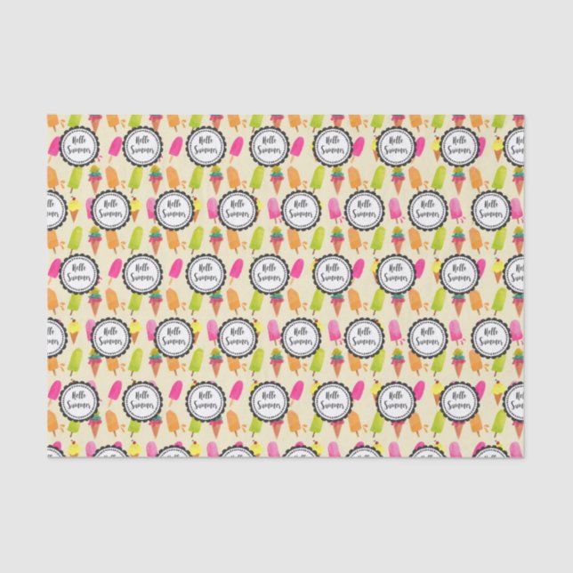 Hallo Sommer Popsicles und Ice Creme Seidenpapier (Vorderseite)