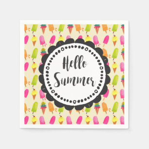 Hallo Sommer Popsicles und Ice Creme Serviette