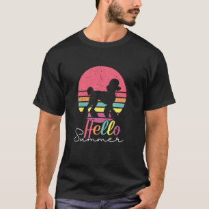 Hallo Sommer Pudel Mama Retro Sonnenuntergang Hund T-Shirt