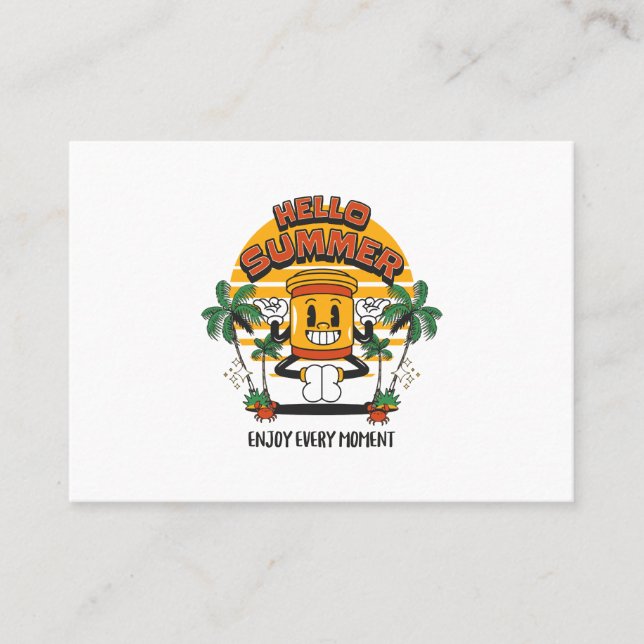 Hallo Sommer Retro Mascot Visitenkarte (Vorderseite)