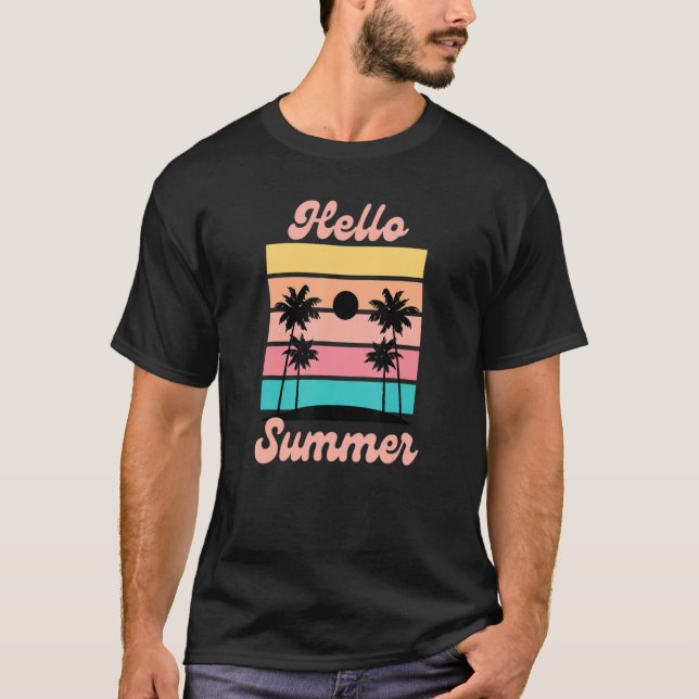 Hallo Sommer Retro Paradies T-Shirt (Vorderseite)