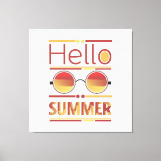 Hallo Sommer Retro Sonnenbrille Sonnenuntergang Te Leinwanddruck