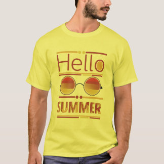 Hallo Sommer Retro Sonnenbrille Sonnenuntergang Te T-Shirt