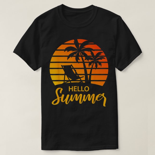 Hallo Sommer Retro Vintager Urlaub T-Shirt (Design vorne)