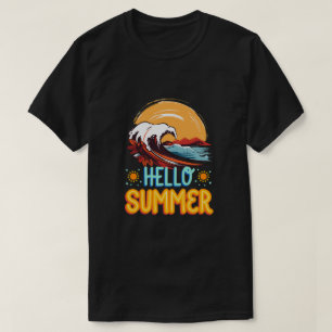 Hallo Sommer – Retro-Welle und Sonnenuntergangs-St T-Shirt
