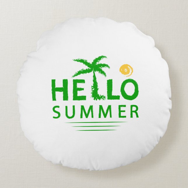 Hallo Sommer Rundes Kissen (Vorderseite)
