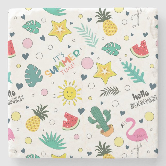 Hallo Sommer, Sommerzeit, Sommerspass Steinuntersetzer (Vorderseite)