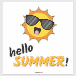 Hallo Sommer Sonne mit Sonnenbrille Aufkleber