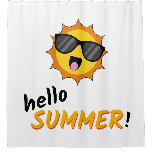 Hallo Sommer Sonne mit Sonnenbrille Duschvorhang (Vorderseite)