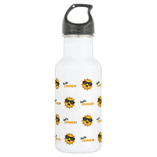 Hallo Sommer Sonne mit Sonnenbrille Edelstahlflasche