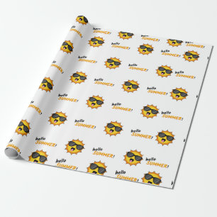 Hallo Sommer Sonne mit Sonnenbrille Geschenkpapier