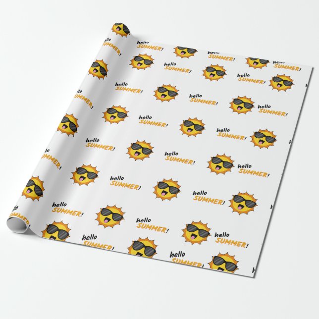 Hallo Sommer Sonne mit Sonnenbrille Geschenkpapier (Ungerollt)