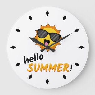 Hallo Sommer Sonne mit Sonnenbrille Große Wanduhr