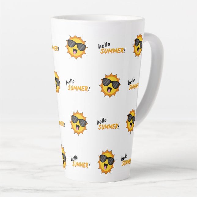 Hallo Sommer Sonne mit Sonnenbrille Milchtasse (Rechte Ecke)