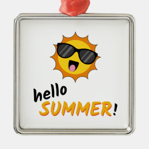 Hallo Sommer Sonne mit Sonnenbrille Ornament Aus Metall