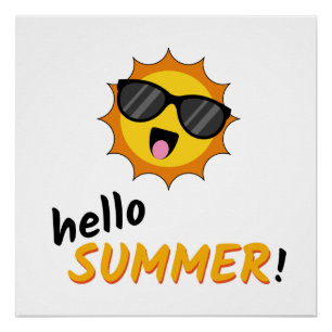 Hallo Sommer Sonne mit Sonnenbrille Poster
