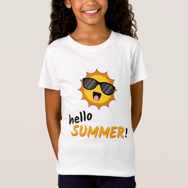 Hallo Sommer Sonne mit Sonnenbrille T-Shirt (Vorderseite)