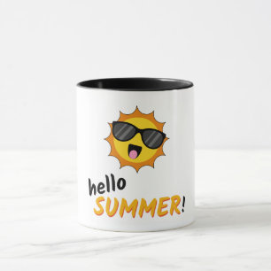 Hallo Sommer Sonne mit Sonnenbrille Tasse