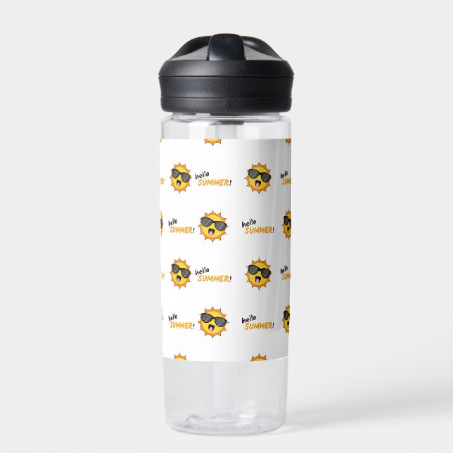 Hallo Sommer Sonne mit Sonnenbrille Trinkflasche (Vorderseite)