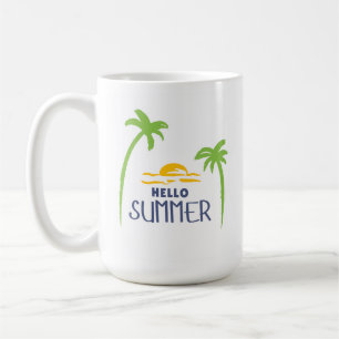 Hallo Sommer Sonnenschein und Palmen Bäume Kaffeetasse